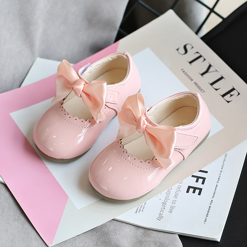 Spring Autumn Baby Girls Shoes Cute Bow Patent Leather Princ