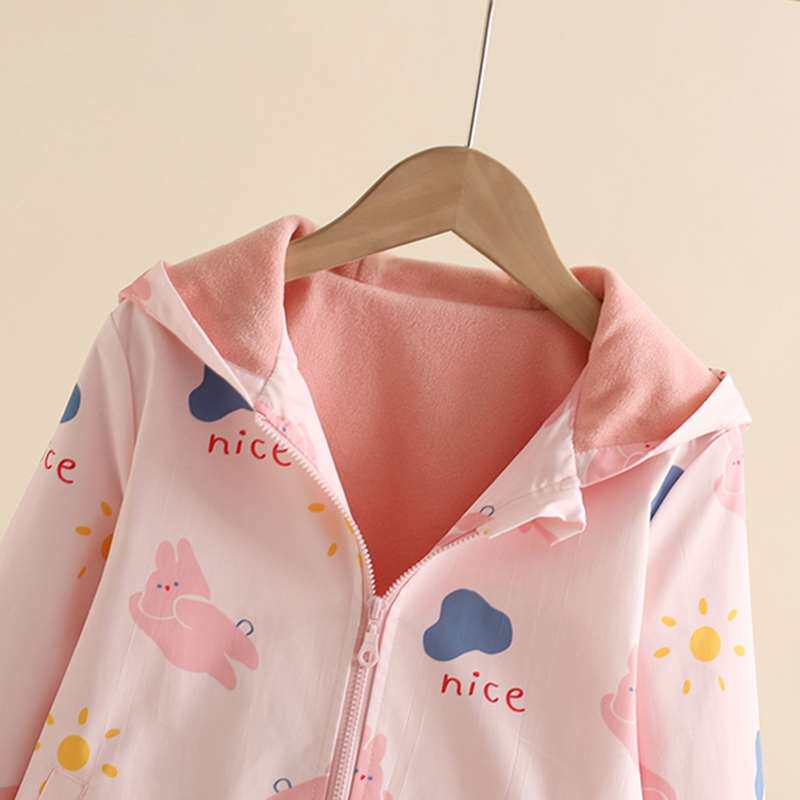 极速女童加绒外套秋装2022秋冬新款中大童冲锋衣连帽儿童夹克厚风