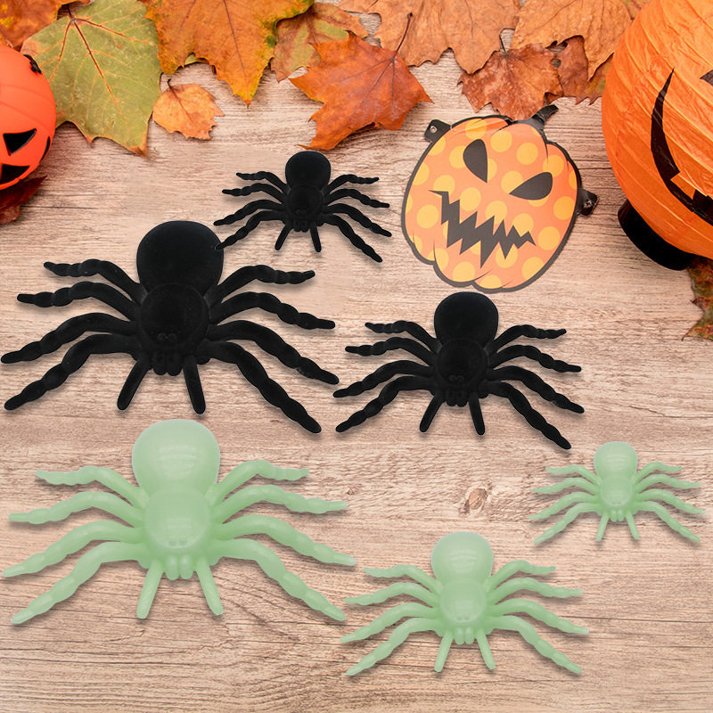 极速Halloween Flocking Spider Fluorescent Spider Black Spide
