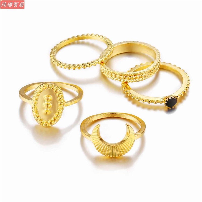 newKnugckle ring Filne rain seal moon inaidblack di QOFamond