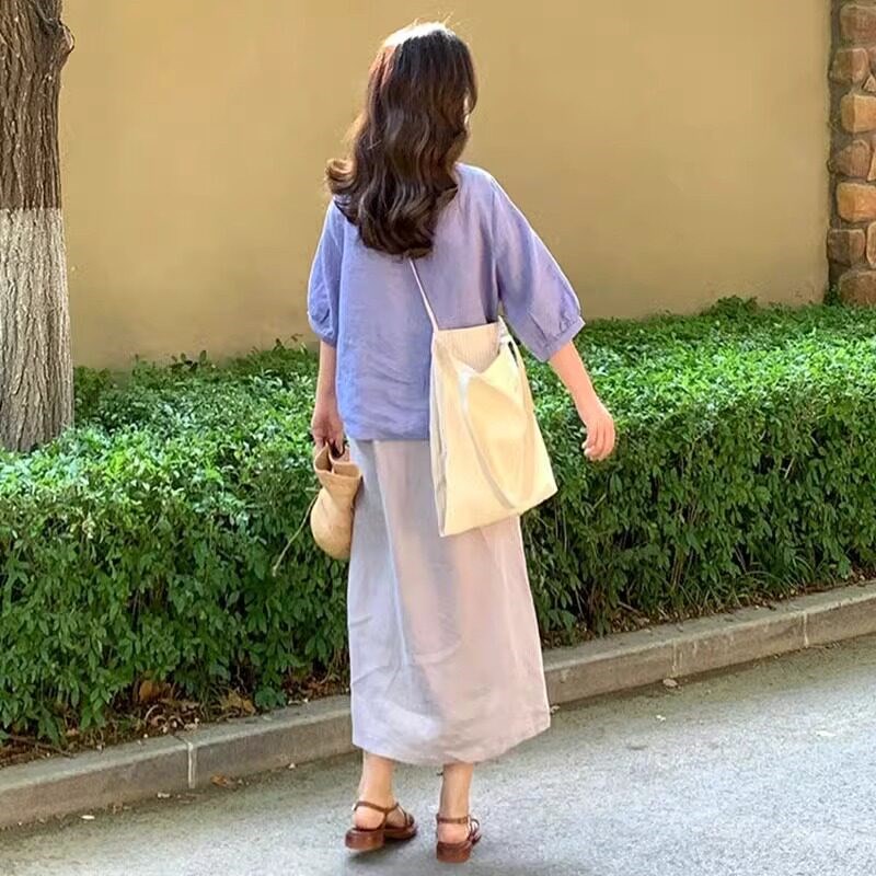 好货孕妇套装夏季薄款时尚洋气时髦A字半身裙两件套夏款遮肚衬衫