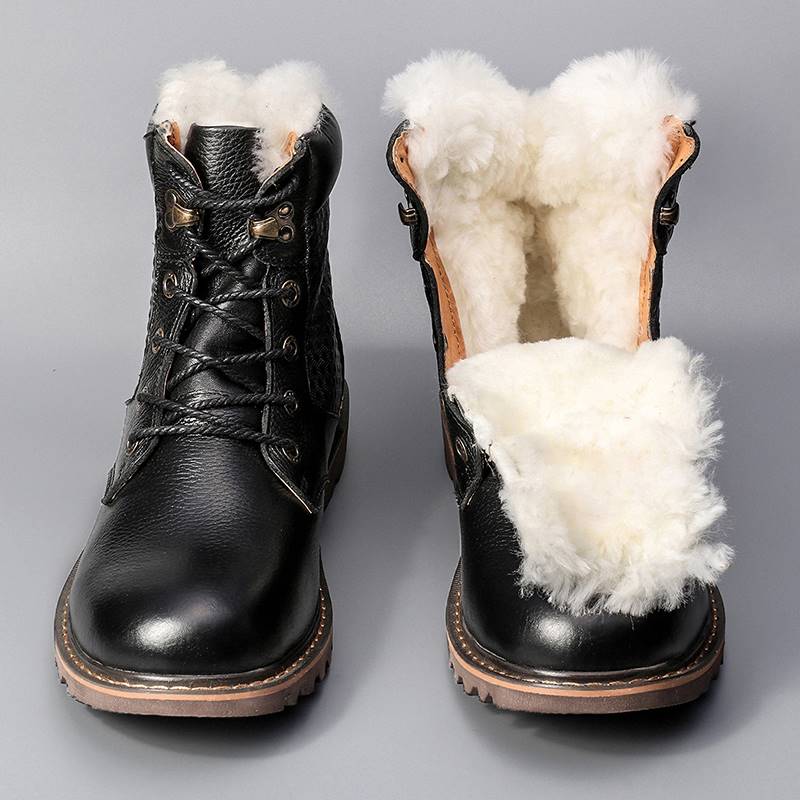 极速Size 40-48 Natural Wool Winter Boots Natural Genuine Cow