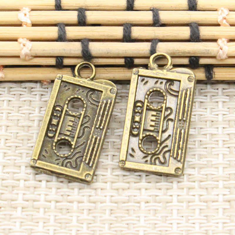 古青铜DIY吊坠 饰品配件 录音带 23x12mm 20个 T10381