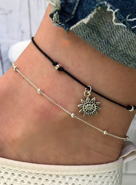 Jewelry beach foot knot chain fashion Sun Flower Pendant wom