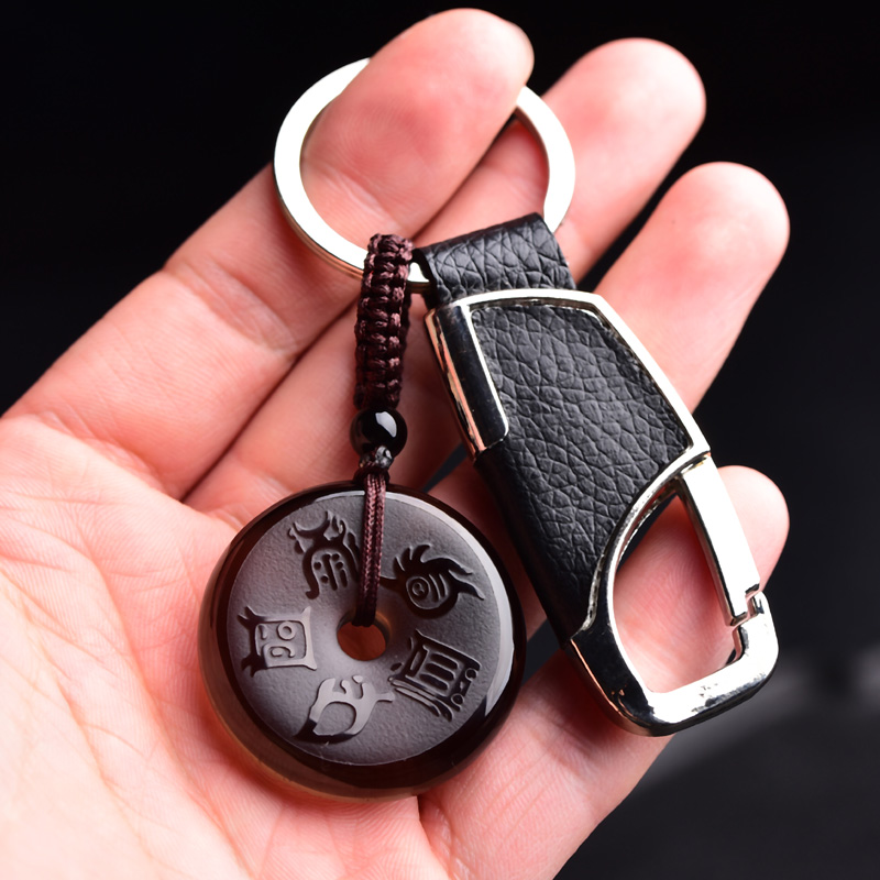 黑曜石五岳真形图吊坠平安扣男女项链转运饰品道家法器护身无事