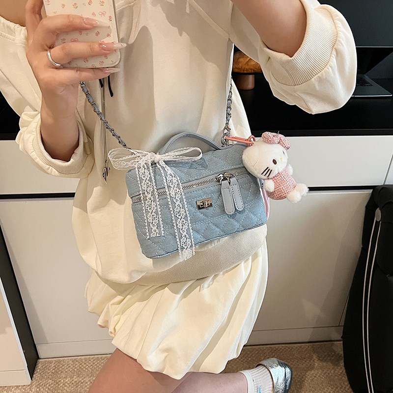 法式小众手提小拎包女2025新款时尚链条通勤单肩包菱格百搭斜挎包
