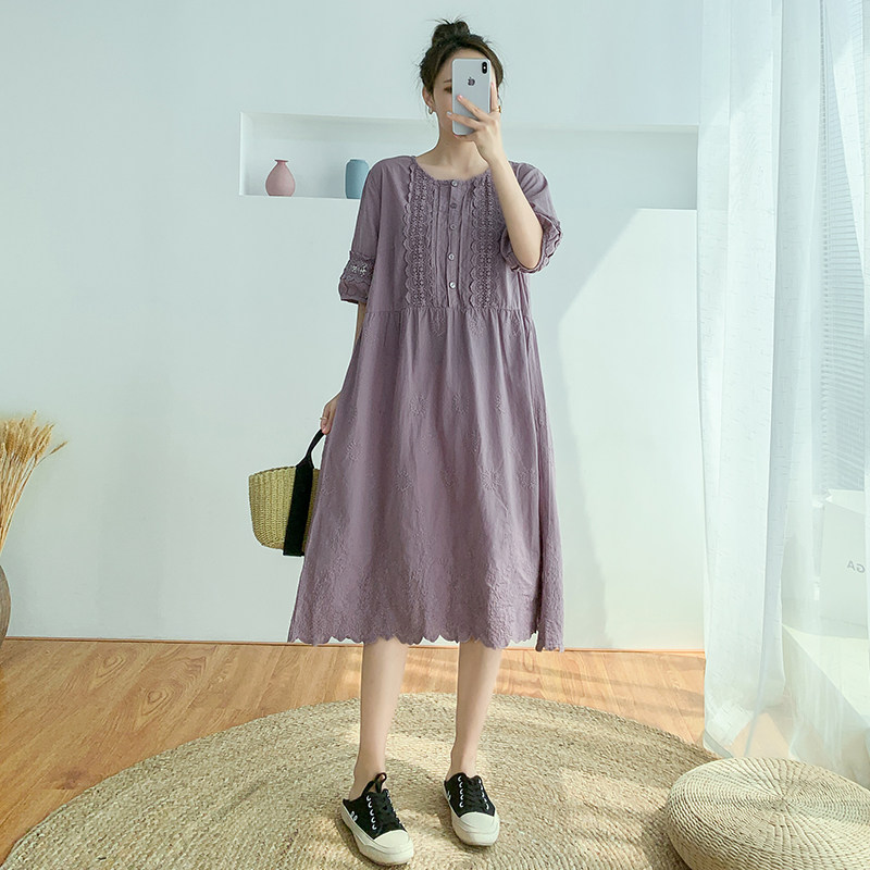 好货孕妇夏装连衣裙宽松大码小清新孕妇裙子娃娃领夏季新款中长款