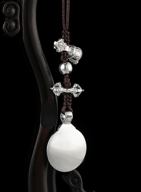 S925纯银挂件九宫铃杵手机挂件车子挂件名族服饰腰牌挂件饰品