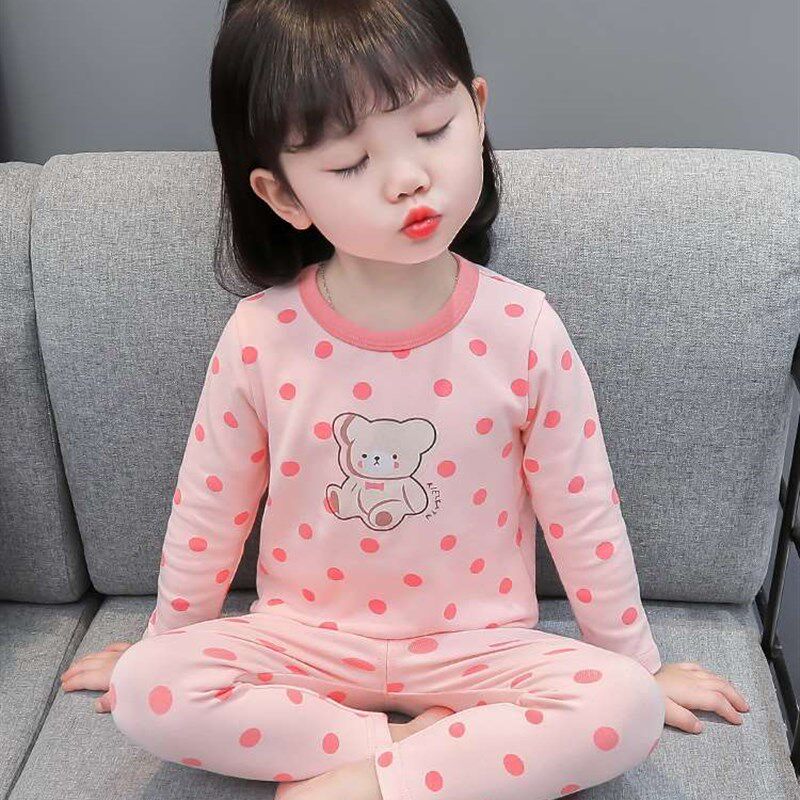 极速女童全棉秋衣秋裤春秋季小童秋款睡衣儿童保暖纯棉女宝宝内衣