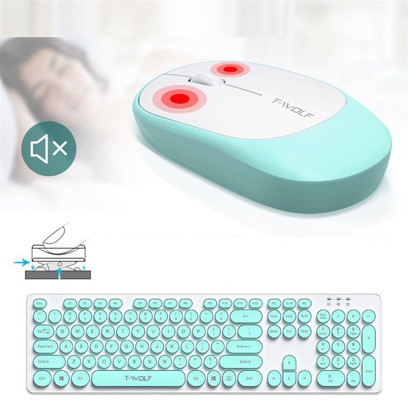 极速Colorful Wireless Keyboard and Mouse Combo Retro Compute