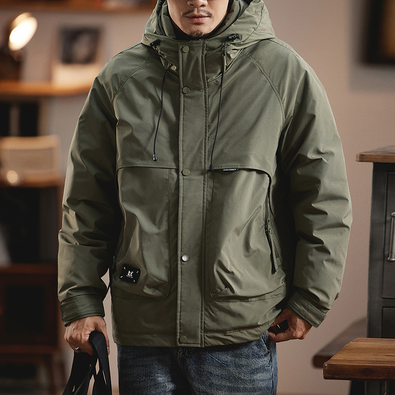 羽绒服男款2024年冬季新款美式百搭潮牌鸭绒保暖加厚户外连帽外套