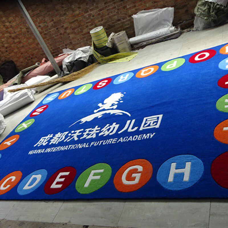 专业定制幼儿园早教mlogo地毯椭圆形数字儿童卡通字母晴纶手工地