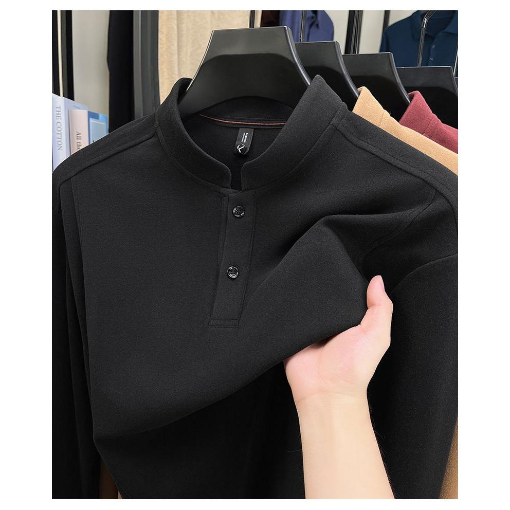 秋冬季休闲立领男德绒长袖t恤打底衫潮流韩版双面绒男装保暖卫衣