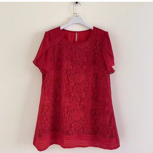 t恤短袖 宽松遮肚子百褶拼接针织半袖 夏时尚 196女时尚 上衣 大码 杂款