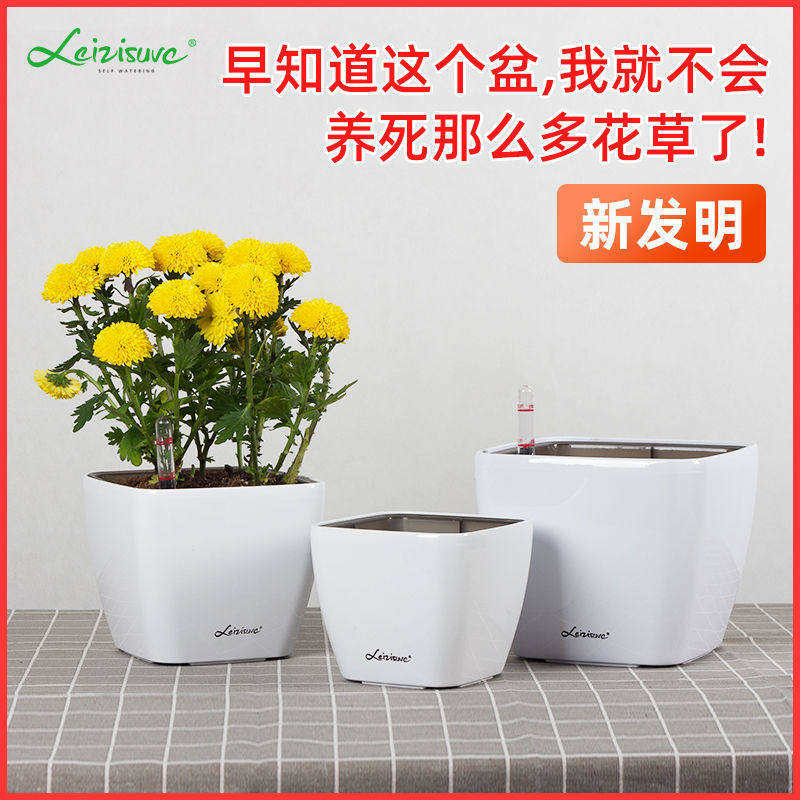 现货速发多肉花盆绿萝懒人自动吸水花盆塑料君子兰花大号花盆简约