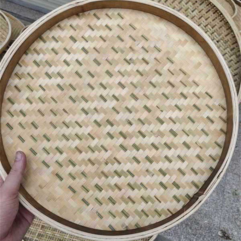 现货速发竹编制品竹筛子家用无孔有孔米筛圆簸箕竹编农家竹匾绘画