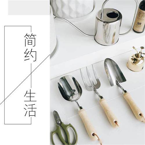 现货速发种植工具园艺铲种花种菜木柄不锈钢松土加厚挖土组合套装