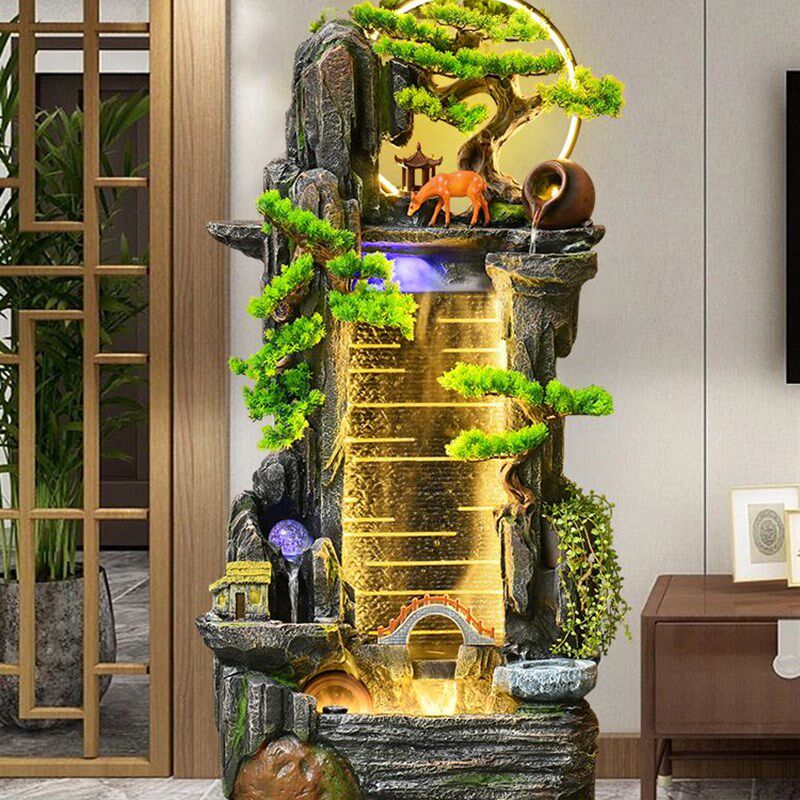 现货速发。流水生财屏风招财水池潜水墙假山配件轮球创意公司玻璃