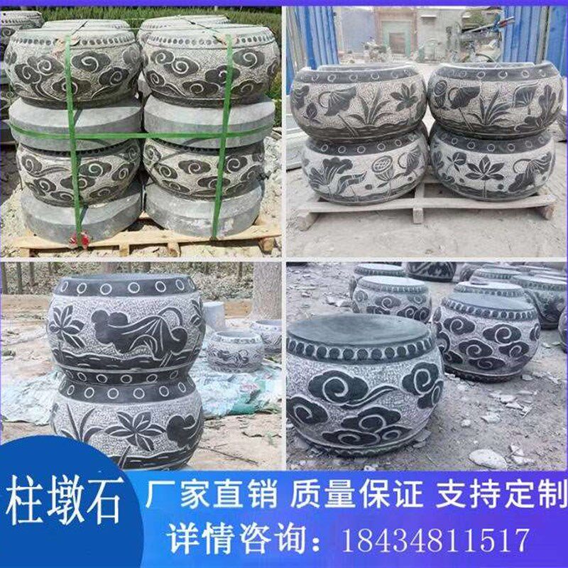现货速发空心包圆形柱子柱墩石刻八角青石柱脚石墩柱顶石柱脚装饰
