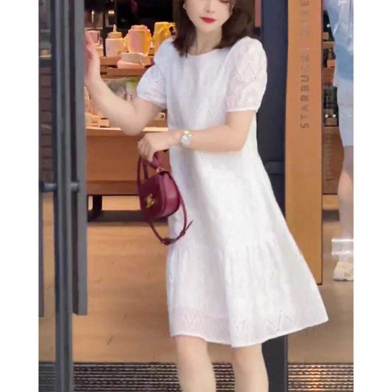 高货夏季大码装胖妹妹法式白色连衣裙独特超级好看减龄裙子