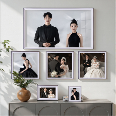 婚纱照结婚相框挂墙照片墙组合定制高级感洗照片制作床头放大打印