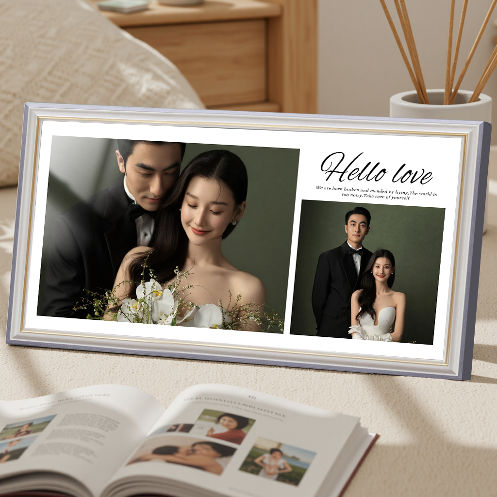 婚纱照片定制相框摆台洗儿童宝宝相片放大打印结婚照挂墙9宫格九4