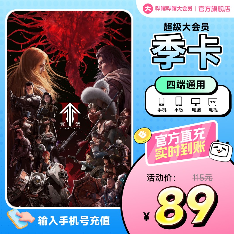 【支持电视】哔哩哔哩超级大会员3个月 B站vip会员季卡支持电视端