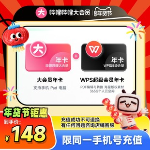 【联合会员】哔哩哔哩大会员年卡+WPS超级会员年卡 不支持电视端