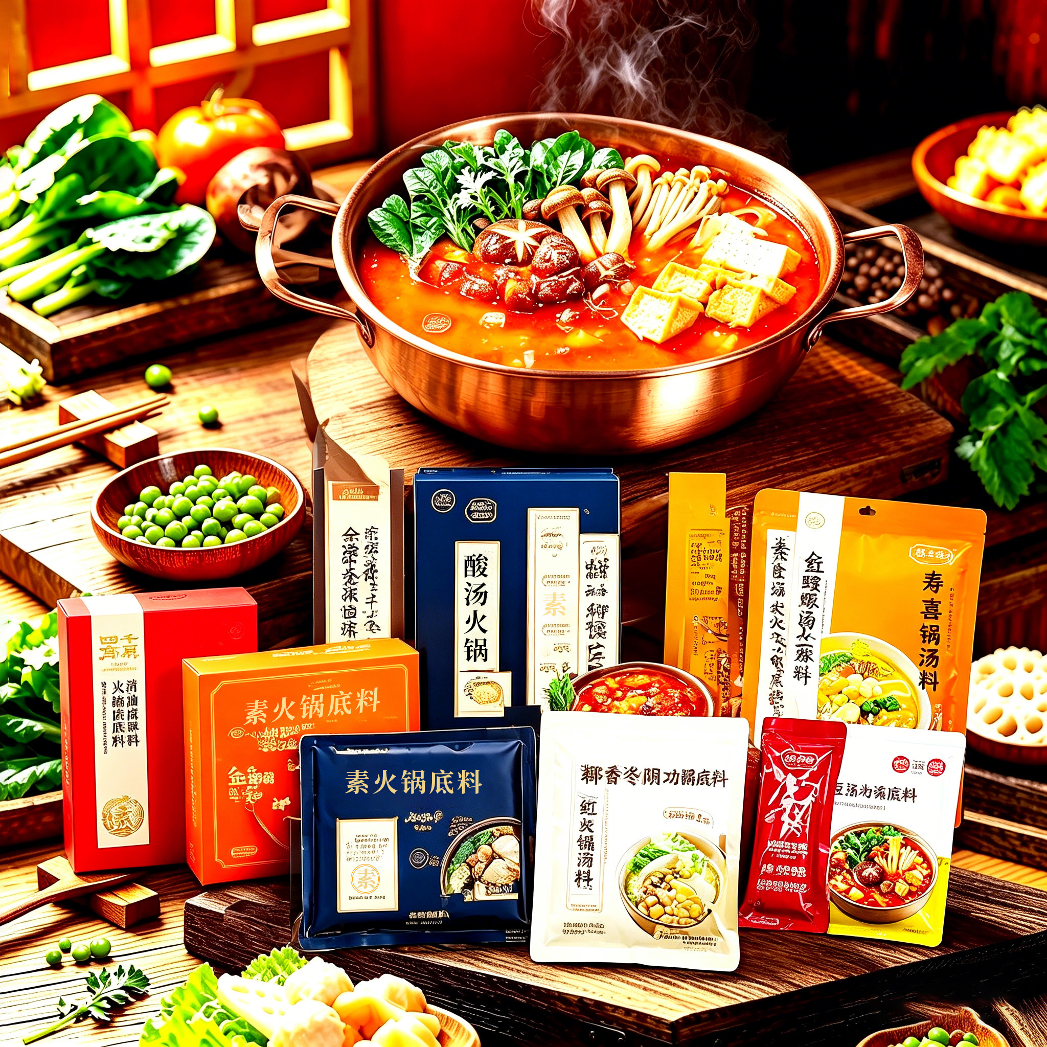 纯素火锅底料大全无五辛清油麻辣菌汤冬阴功豆汤金汤泡椒汤底集合