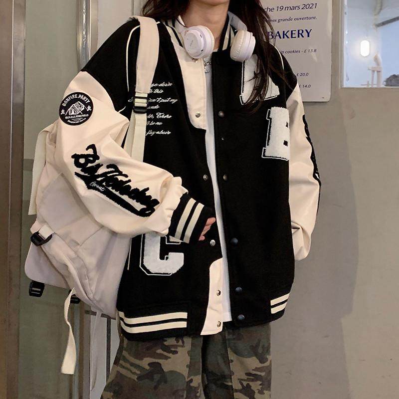 少女棒球服女大童春秋装新款中小学生美式宽松休闲潮