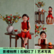 儿童摄影服饰新年女童新中式 扮影楼写真照 国风主题红色旗袍石榴装