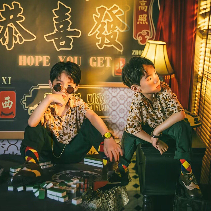复古港风儿童摄影演出服