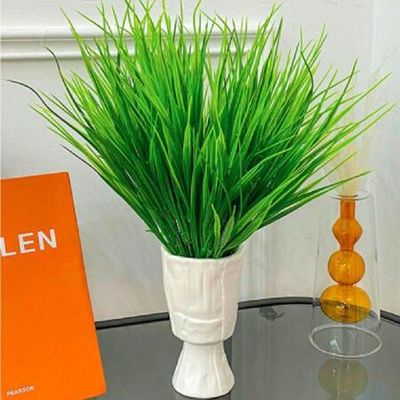 极速14apcs Green Grass Artificial Plants Plastic Fake Flower