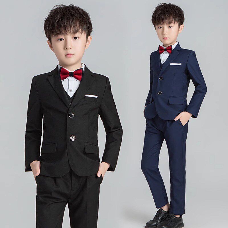 新品男童西装套装三件套春v秋英伦男孩大童礼服儿童帅气西服主持