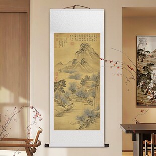 新品燕喜鱼乐图卷轴挂画新中式花鸟山水国画客厅玄V关装饰书房茶