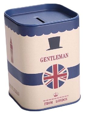 极速Cute Piggy Bank Metal Square London GentPleman Tinplate