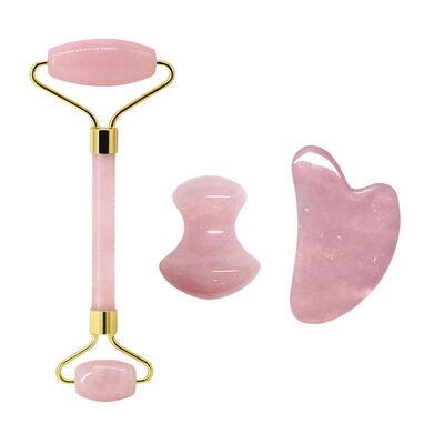 极速Rose Quartz Fance Jade Roller Massagers Guasha Set Gua S