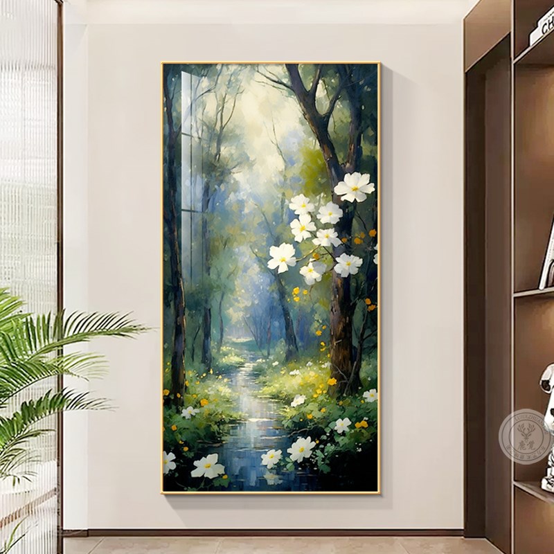 极速绿色大树装饰画2025新款入户玄关挂画进门走U廊过道小清新植图片