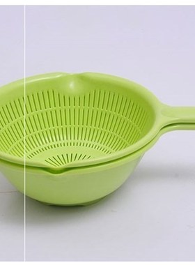 极速plabstic long handle rice colander strainer filter green