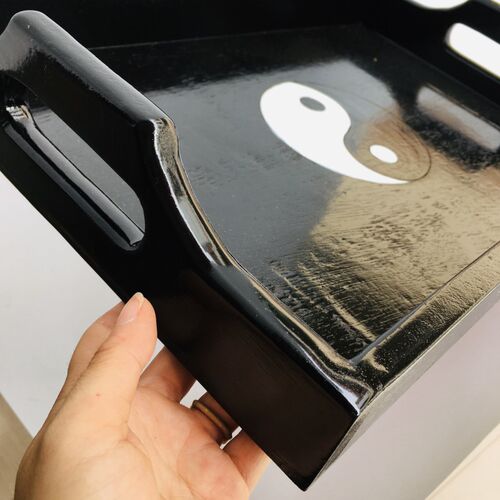 新品龙虎山正一法器用品令牌印章精品太极托盘香T盘香樟木 托盘幡