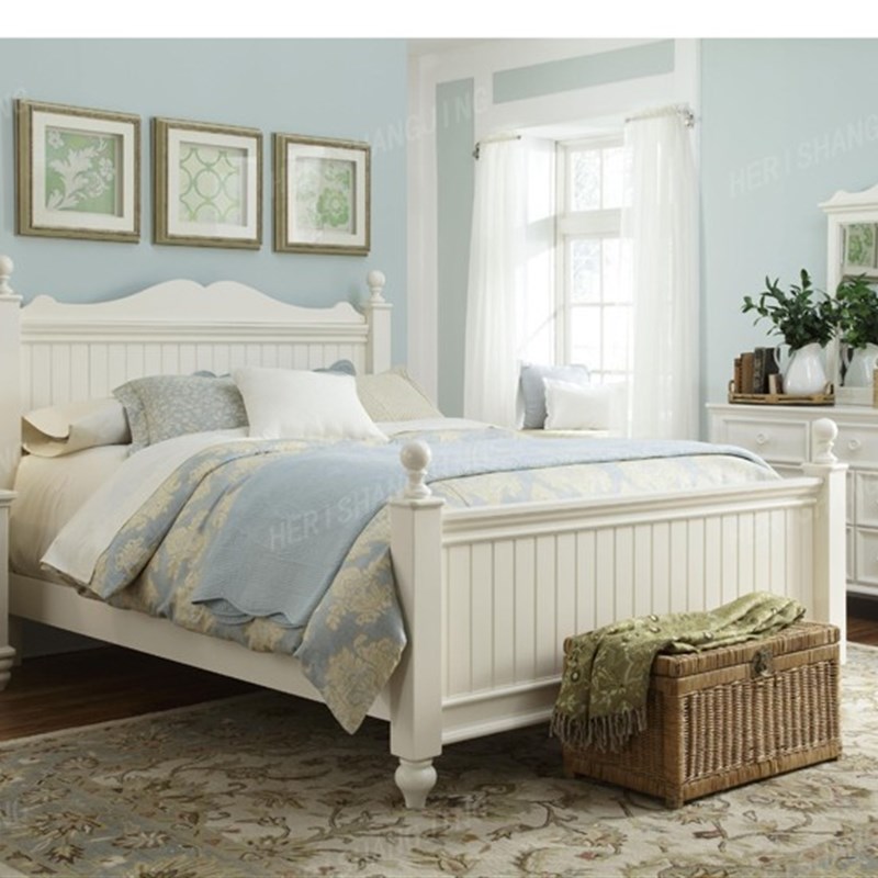 极速美式乡村实木床婚庆床北美黑胡桃木床法式公主床1.V5米1.8米