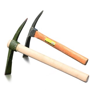 极速包邮钢镐大小号军镐工兵十字镐鹤F嘴小锄头挖笋小镐户外木质