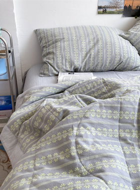 极速灰色男女夏季空调被全棉x水洗棉提花夏被柔软裸睡双人夏凉被
