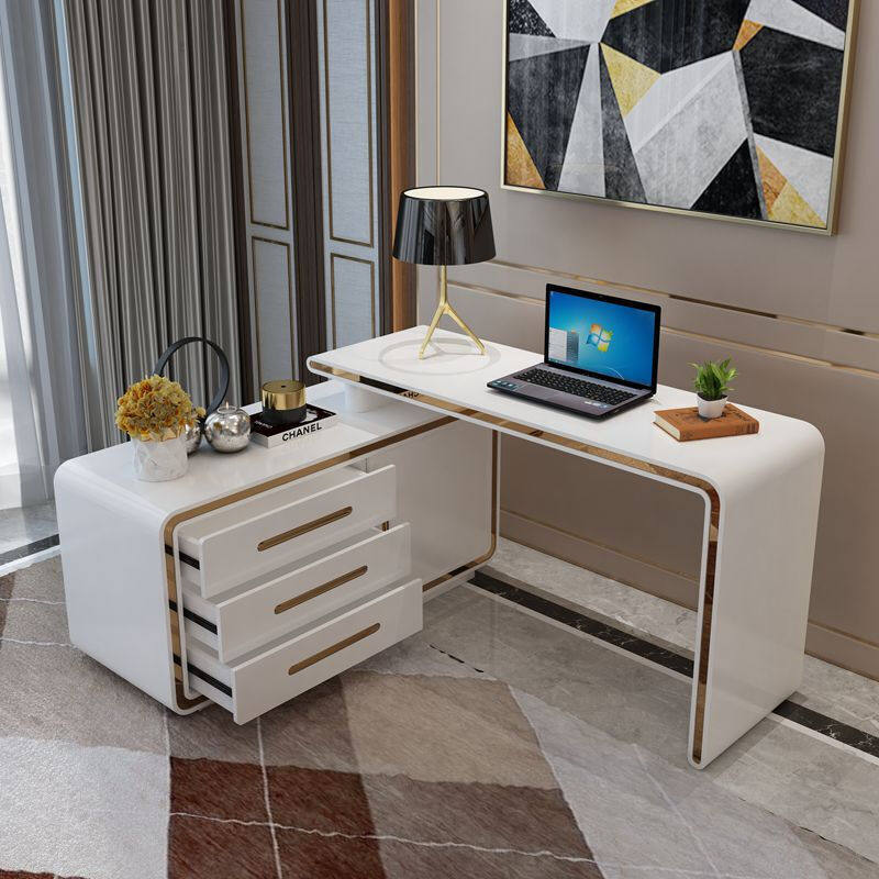 极速电脑c桌台式家用现代简约书房办公桌卧室旋转转角烤漆书桌书