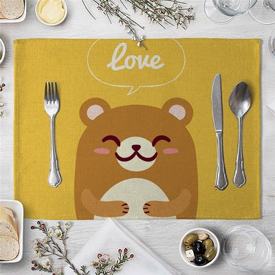 极速Cute Animal Childish Pattern Placemat MKitchen Decor Cot