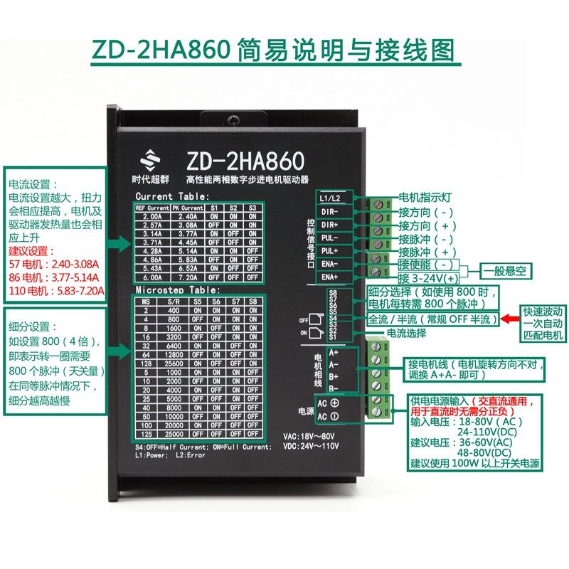 极速86步进电机套装马k达8.5NM 86BYG250D+驱动器DM860H长115MM替