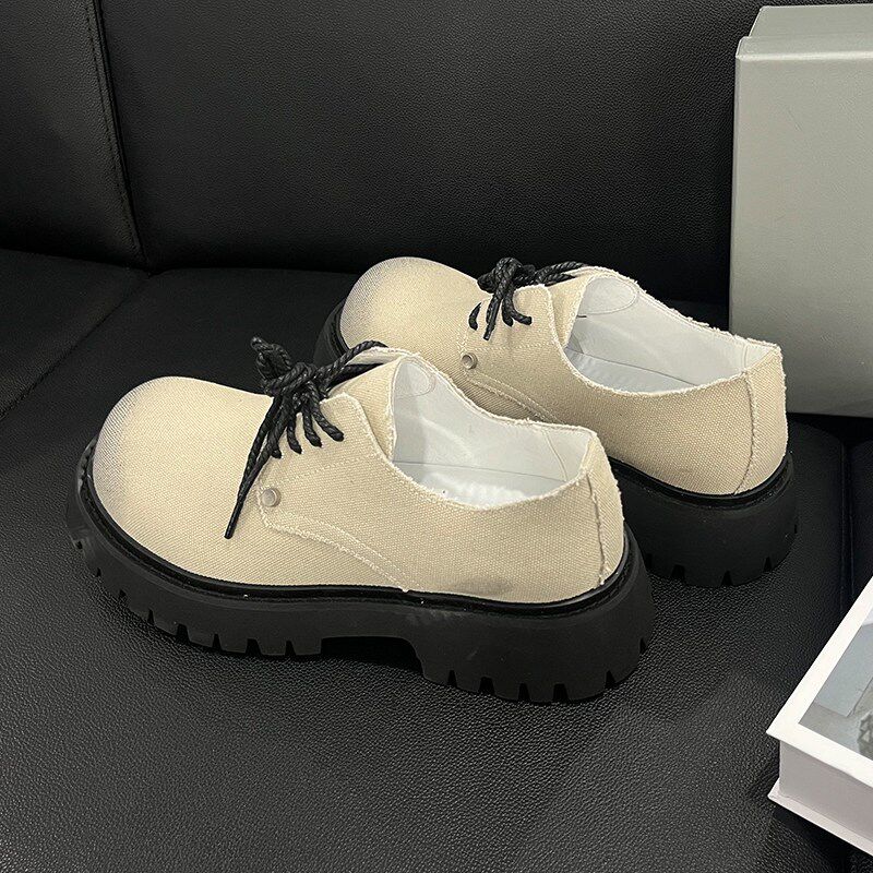 新品白色德比鞋厚底增高英t伦风大头皮鞋男款年轻人休闲商务正装