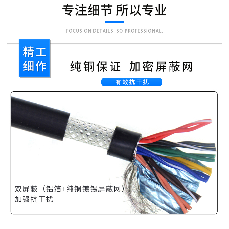 极速蓝业纯铜RVSP485通讯信号线1x0 12 14 16 20芯双绞屏蔽线0.20