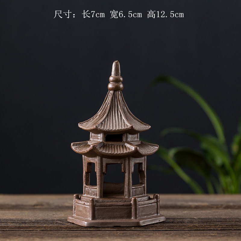 极速六角亭凉亭微景观小宝塔摆件造景园艺花盆水族箱鱼Y缸茶宠假