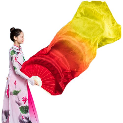 极速成人儿童双面真丝红橙黄渐变色长绸P秧歌舞蹈扇表演道具